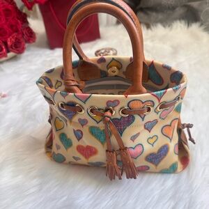 Dooneyw & Bourke Coated Canvas Multicolor Hearts Top Handle Bag